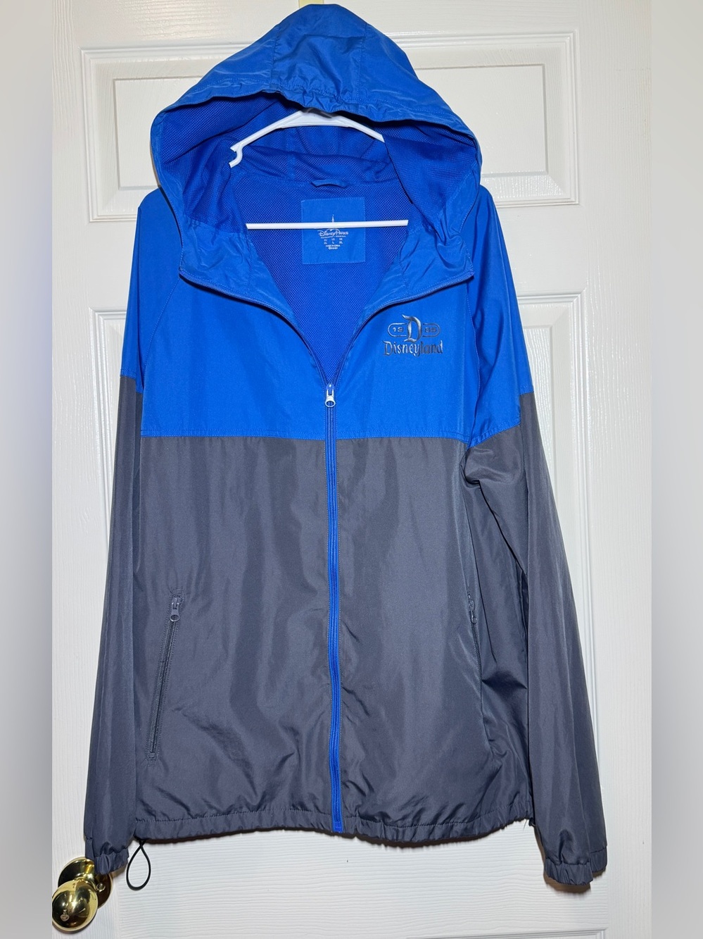 Disney Parks Authentic Disneyland 1955 Hooded Windbreaker Full Zip Blue/Gray L